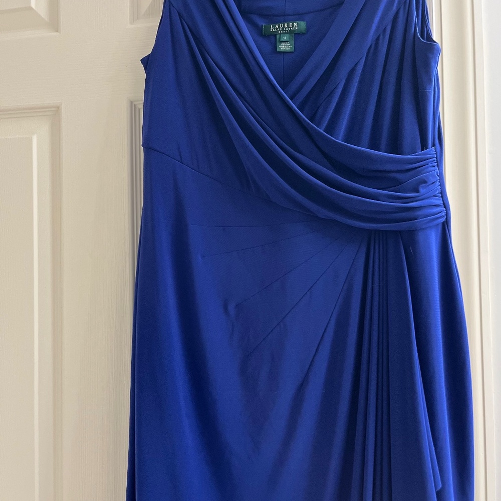 Ralph  Lauren vintage 90s cobalt blue dress, size 16
